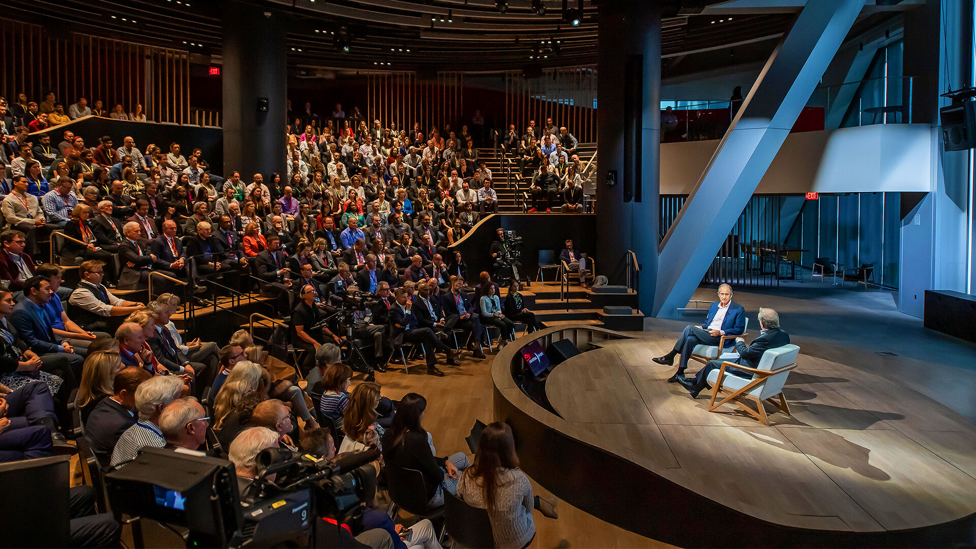 Comcast Chairman and CEO Brian L. Roberts standing in the Comcast Technology Center Forum